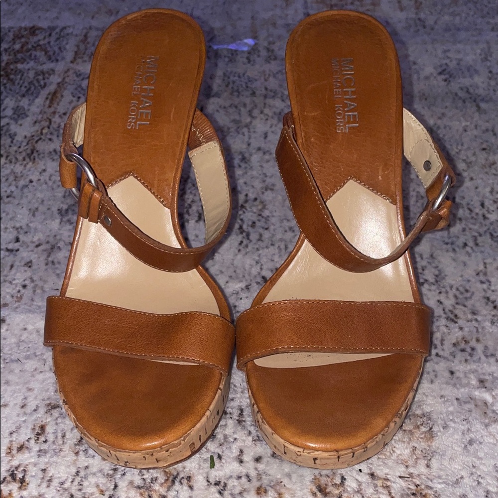 Michael Kors Tan Wedge Sandals